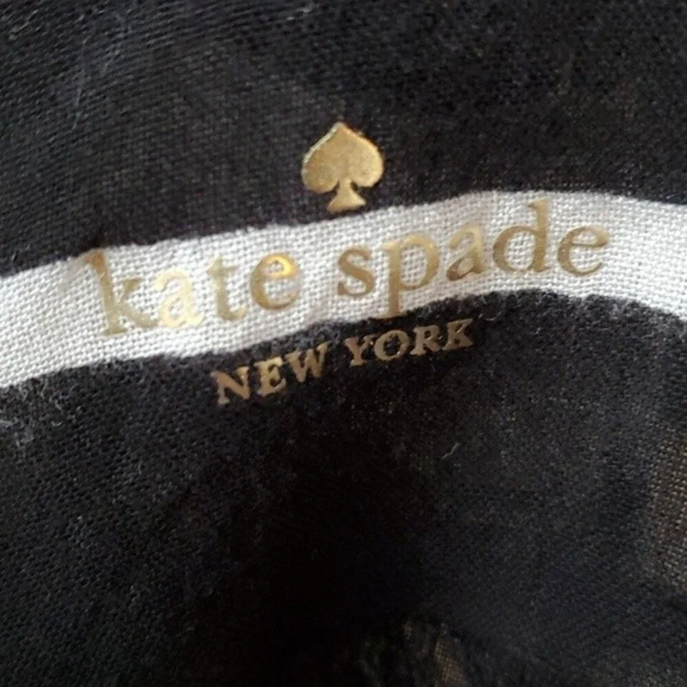 KATE SPADE BLACK WHITE STRIPE LIGHTWEIGHT SCARF WRAP NAUTICAL SUMMER BEACHY